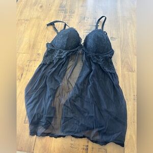 La SENZA Black Lace Sheer Chemise